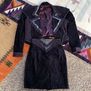 Vintage Mesmerize by Kamikam Two Piece Cropped Top & Skirt Womens S 100% Rayon